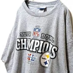 リーボックNFLピッツバーグスティーラーズ ロゴ Tシャツグレー灰色XL古着