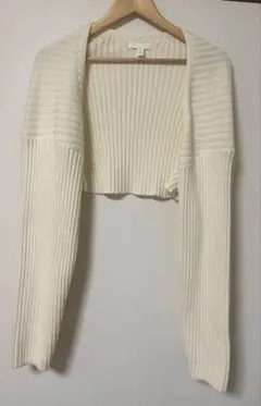 H&M アイボリー リブ編み ショートボレロ　 長袖
