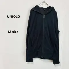 UNIQLO ユニクロ　ジップアップパーカー　M ブラック　ベロア調　フード