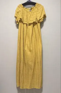 25SS完売＊ヌキテパ コットンストライプエンブロイダリードレス M