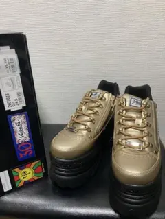 新品ヨースケ YOSUKE 24.5cm 厚底スニーカープラットフォームゴールド