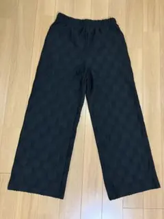 しまむら レースワイドパンツ　L BK 360（サンロクマル）