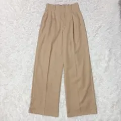 GU タック ワイドパンツ ベージュ ハイウエスト きれいめ 通勤 a2404