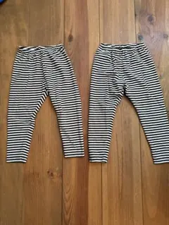 ユニクロ　UNIQLO 100 白黒ボーダーキッズレギンス 2枚セット