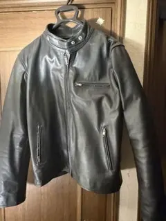 ブラックレザーシングルライダースジャケット