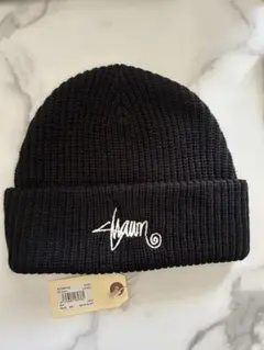 新品　S/double エスダブル 黒 ニット帽 リブ編み