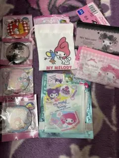 マイメロ 50周年アニバーサリー グッズ 缶バッジ ポーチ 巾着 ケース