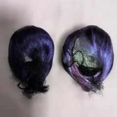 非耐熱 紫と黒ミックス パープル系3色グラデーション ショートウィッグ
