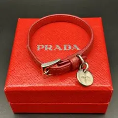 PRADA プラダ ブレスレット サフィアーノレザー 本革 レッド 箱付きのサムネイル