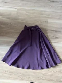 N. パープル フレアスカート ベルト付き