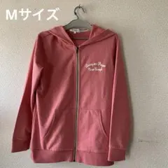 ピンクパーカー フロントジッパー付き　M