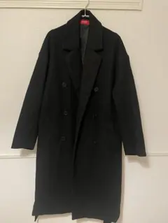 【美品】 黒 ダブルブレスト チェスターコート