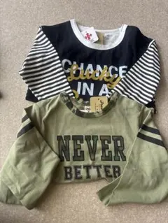 ストライプとメッセージTシャツ2枚セット