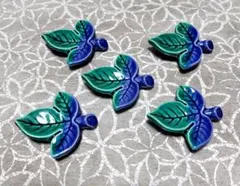 葉の形状の陶器製箸置き 5個セット