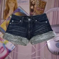 ショートパンツ デニム ファー付き y2k グランジ 平成 ギャル 00s