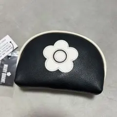 MARY QUANT エナメルアイコンデイジーパッチ ラウンドポーチ 黒
