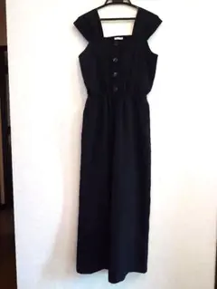 黒 サロペット レディース フリル付き肩紐