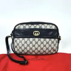 美品■グッチ インターロッキング GGスプリーム ショルダーバッグ ネイビー系