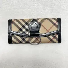 バーバリー ノバチェック 長財布 BURBERRY シルバー金具フラップ PVC