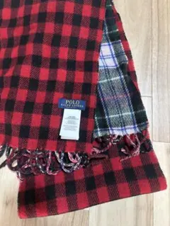POLO ラルフローレン 赤と黒のチェック柄マフラー