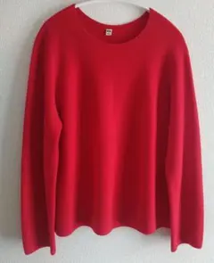 ユニクロ　3Dコットンクルーネックセーター　Lサイズ　RED