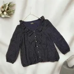 ハドソンハニー ブラウス フリルシャツ M プルオーバー 水玉ドット きれいめ✨のサムネイル