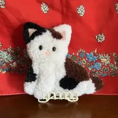 【三毛猫】毛糸のインテリア　ハンドメイド　パンチニードル