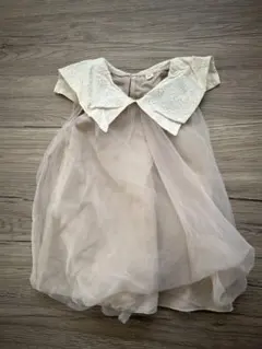 ベージュ フリル付き襟 ワンピース 80cm 結婚式　パーティー