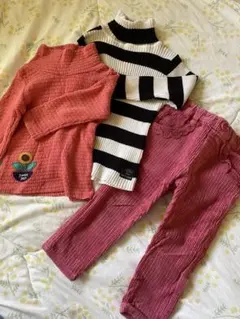 プチジャムトップス・プティマインボーダータートル　セラフコーデュロイパンツセット