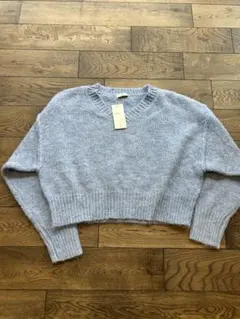 earth music&ecology ライトブルー クロップドニット