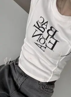 ホワイト長袖Tシャツ y2k