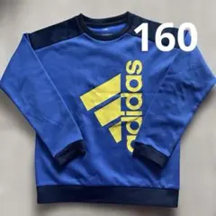 adidas トレーナー 青 ロゴ入り　裏起毛