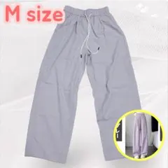 新品❣️レディース ハイウエスト ワイドパンツ Mサイズ パープル 夏 薄手 運動