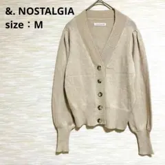 &.NOSTALGIA 長袖ニットカーディガン 肩ギャザー ベージュ M