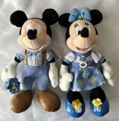 ディズニー ミッキー ミニー ぬいぐるみバッジ Blue ever after