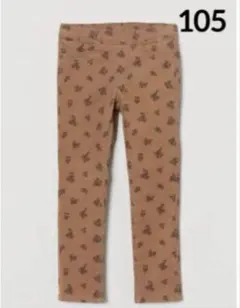 ☆新品☆H&M コーデュロイ　レギンスパンツ♡フローラル柄ダークベージュ　105