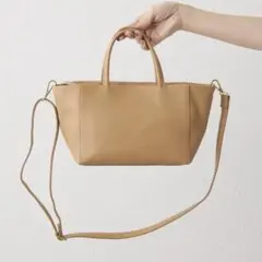 イアパピヨネ ボックストートバッグS 本革 2way ショルダーバッグ ベージュのサムネイル