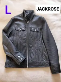 ジャックローズ ラムレザー シングル Wジップ ライダースジャケット Lサイズ