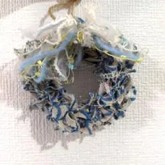ハンドメイド ファブリックリース ブルー系　ミナペルホネンのサムネイル