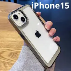 iPhone15ケース　ブラック　透明 シンプル 新品