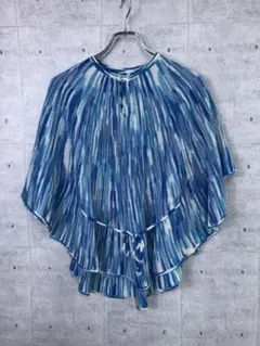 昭和レトロ 古着 ミックスカラージャガード ボタン付 ニットポンチョトップス