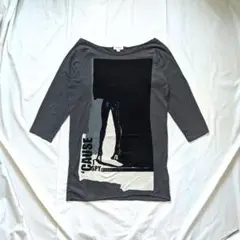 【DIESEL】アートグラフィックプリント5分袖ロング丈Tシャツ　ダークグレー