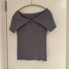 GRL オフショルダーリブニット 半袖 グレー
