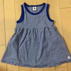 PETIT BATEAU 青と白のストライプ ワンピース 18m／81cm