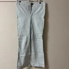 緑色チェックフレアパンツ