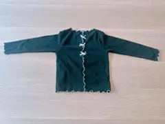 the lala リボンの黒メロー長袖カットソー L