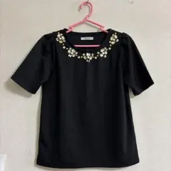 LADYMADE ビジュー装飾 ブラック半袖Tシャツのサムネイル