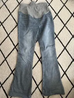 マタニティ デニム フレアパンツ ライトブルー