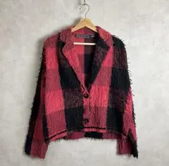 USA古着 ショート丈 コットンジャケット チェック柄 Mサイズ vintage