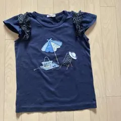 ネイビー ビーチモチーフ Tシャツ